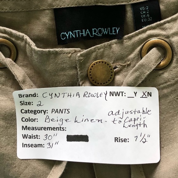 Cynthia Rowley Pants Beige Size 2 - Picture 2 of 5